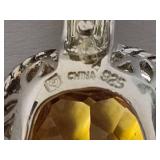 925 Lorenzo Cushion Cut Citrine Pendant w/Open Cable Link Necklace