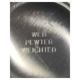 Weighted Pewter Salt & Pepper Shakers + Two Swan Salt Cellars