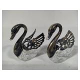 Weighted Pewter Salt & Pepper Shakers + Two Swan Salt Cellars
