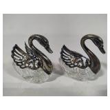 Weighted Pewter Salt & Pepper Shakers + Two Swan Salt Cellars