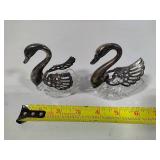 Weighted Pewter Salt & Pepper Shakers + Two Swan Salt Cellars