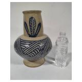 Large Handmade Pottery Vase w/Leaf Design