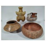 Assorted Pottery & Carved Art Pieces