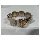 Sterling Silver & Foil Backed Opal Mexican Bracelet