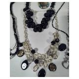 Lot of Asst Black Tone Costume Necklaces