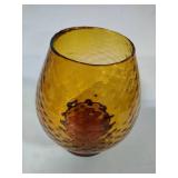 Empoli Amber Colored Diamond Design Artglass Vase