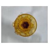 Fenton Thumbprint Amber Glass Ruffled Pedestal Candy Dish