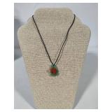 Hand Carved Adventurine Frog on Jade Lily Pad w/Rope Necklace