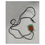 Hand Carved Adventurine Frog on Jade Lily Pad w/Rope Necklace