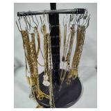 Gold Tone Costume Necklaces w/Display Spinner