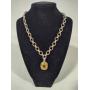 925 Lorenzo Cushion Cut Citrine Pendant w/Open Cable Link Necklace