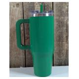 Football Game Day Sports Green Stainless Steel Tumbler with Straw, 40oz