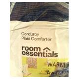 Full/Queen Corduroy Plaid Comforter Navy Blue - Room Essentials