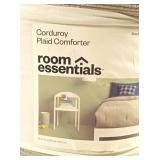Twin/Twin Extra Long Corduroy Plaid Comforter Gray - Room Essentials
