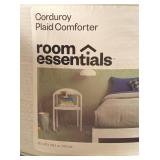 Full/Queen Corduroy Plaid Comforter Gray - Room Essentials