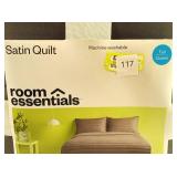 Full/Queen Satin Quilt Dark Gray - Room Essentials