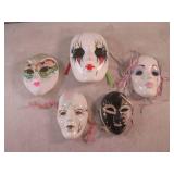 (CS) 5 Ceramic Masks - 1 Signed...