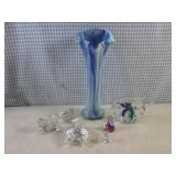 (BS) Glass Blue Swirl Vase and Smal...