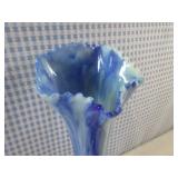 (BS) Glass Blue Swirl Vase and Smal...