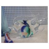 (BS) Glass Blue Swirl Vase and Smal...