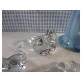 (BS) Glass Blue Swirl Vase and Smal...