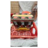 Coca Cola Treasure Lot including crate, Stuffies, Tin, Bucket Tin w/Handle