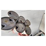 Banded 6 pack Schmidt Cans, Miller High Life Shorty 8pk, 2 Brown Glass Clorox Bottles