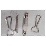 Lot of 4 Bottle Openers(Pabst Blue Ribbon, Aug Schell, Edelwiess, Walter Brewing)