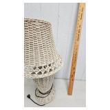Wicker Lamp with Shade, Tested and Works
