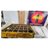Coca Cola Wood Crate and Coca Cola Disc Phone with Box