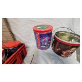 Lot of Various Coca Cola Tins/Cups. Bobbleheads, CandlesCoca