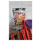 Lot of Various Coca Cola Tins/Cups. Bobbleheads, CandlesCoca