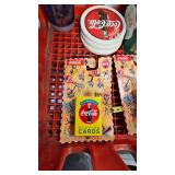 Lot of Various Coca Cola Tins/Cups. Bobbleheads, CandlesCoca