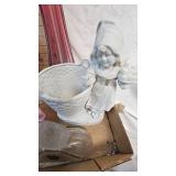 Fenton Ruffled Edge Cranberry Dish and Various Glassware