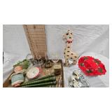 Minature Oil Lams, Bobbin Spools, Stuffed Giraffe, Tins