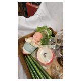 Minature Oil Lams, Bobbin Spools, Stuffed Giraffe, Tins