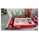 8 Pc Beverage Coca Cola Set, Tins, Bottles, Crate, Spoons