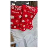 Coca Cola Themed Christmas Lot, Stockings, Ornaments, Etc