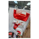 Coca Cola Themed Christmas Lot, Stockings, Ornaments, Etc