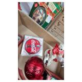 Coca Cola Themed Christmas Lot, Stockings, Ornaments, Etc