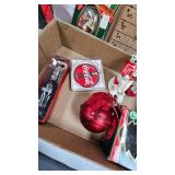 Coca Cola Themed Christmas Lot, Stockings, Ornaments, Etc