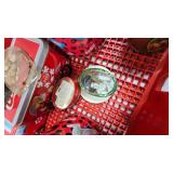 Plastic Coke Crate with Tins and Coca Cola Musical Alarm Clock in Box