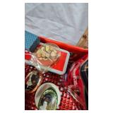 Plastic Coke Crate with Tins and Coca Cola Musical Alarm Clock in Box