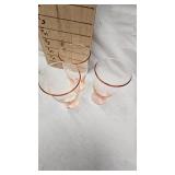 Lot of 4 Uranium/Vaseline Sherbet Dishes with 3 Depression Juice Glasses