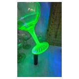 Lot of 4 Uranium/Vaseline Sherbet Dishes with 3 Depression Juice Glasses