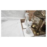 Pair of Westmorelan Milk Glass Twisted Candle Holders, and Vintage Lot