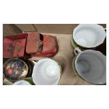 Hand Painted Porcelain Tea Set and Vintage Toy Truck and others