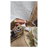 Hand Painted Bisque Vases, Porcelain Doll, and Cologne/Perfume Bottles