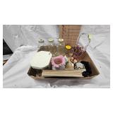Westmoreland 40th Anniversary Hand Painted Glass Basket and Misc Jars