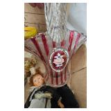 Westmoreland 40th Anniversary Hand Painted Glass Basket and Misc Jars